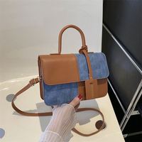 Vente en gros livraison directe Patchwork couleur contraste petit sac carré femme nouvelle Texture Simple sac à bandoulière mode sac à bandoulière