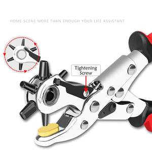 Poinçons de trou tournants Riveteuses <span class=keywords><strong>Pince</strong></span> de poinçon Puissance Oeillet tournant robuste pour cuir et ceintures Perforateur de trou de ceinture - Product Image 2