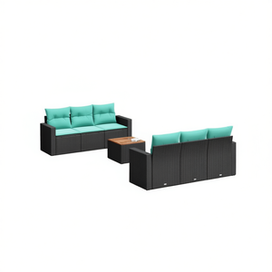Set Divano da Esterno in Polyrattan Nero con Cuscini, 6 Pezzi, Arredamento da Giardino dal Design Contemporaneo - Product Image 1