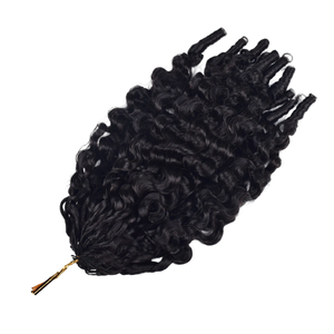 Capelli Umani Ricci Birmani Naturali 1B #   Extension per capelli umani morbidi con micro-anelli invisibili, stile riccio birmano, per unghie a crochet - Product Image 4