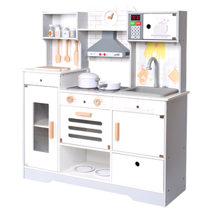 Maison de poupée Montessori <span class=keywords><strong>en</strong></span> <span class=keywords><strong>bois</strong></span> à grande échelle, lumière sonore électronique, <span class=keywords><strong>cuisine</strong></span> simulée, jouets éducatifs précoces pour enfants bébés garçons - Product Image 1