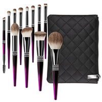 Ensemble de pinceaux de maquillage DailyQueen avec logo personnalisé, 12 pièces, vegan, en diamant synthétique, avec pinceau éventail pour le visage, les yeux et le correcteur