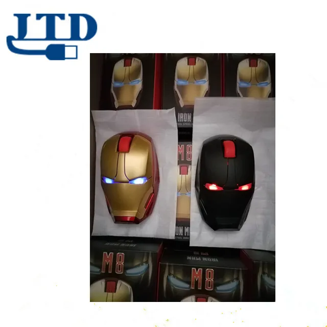 Iron Man Marvel Avengers Wireless Optical USB PC Boys Gaming Mouse Gold 