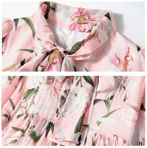 Robe longue à manches longues et à col noué à imprimé floral Lily - Product Image 6