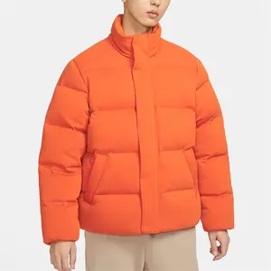 Chaqueta de plumón de moda con logotipo personalizado, chaqueta de plumón de pato de invierno para hombre, chaqueta acolchada a prueba de viento deportiva de alta calidad naranja