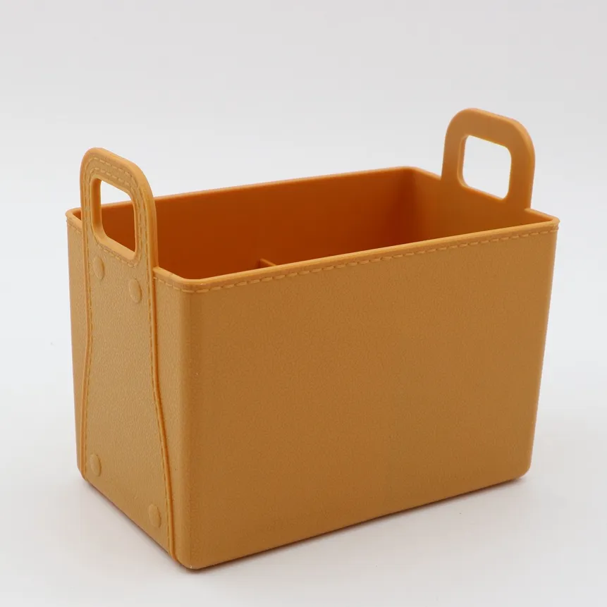 Customizable Color Leather Grain Plastic PE Storage Basket