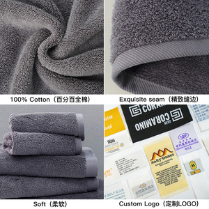 ชุดผ้าขนหนูอาบน้ำสีเทา ผ้าฝ้ายแท้ ผ้าเช็ดหน้าและผ้าเช็ดตัว ขนาด 35x75 ซม. 70x140 ซม. อ่อนโยนต่อผิว เหมาะสำหรับเป็นของขวัญ - Product Image 4