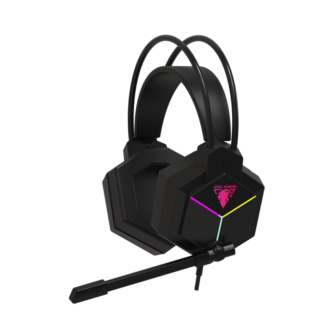 JEDEL GH561 Wired USB Over-Ear Headset with RGB Lighting for Gaming on Computer Laptop Desktop Indoor