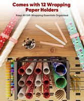 Chariot organisateur de papier d'emballage avec 12PCS Slap Bands Rolling Wrapping Paper Station Ribbon Holder Blueprint Poster Holder