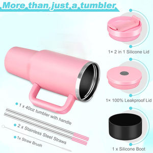 Vaso Térmico de Viaje de Acero Inoxidable con Triple Aislamiento, Tapa Antiderrames, Pajita, Asa de Transporte, Libre de BPA, 32oz 40oz - Product Image 2