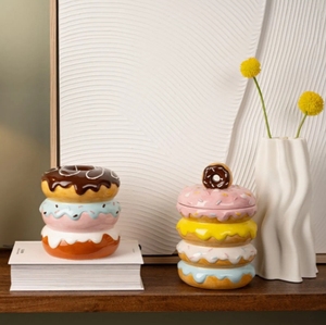 Bán buôn đầy màu sắc ưa thích đồng xu gốm Piggy ngân hàng Donut Thiết kế hộp tiền tuyệt vời cho tiết kiệm - Product Image 4