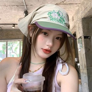 Casquette de baseball beige avec bord vert, séchage rapide, respirante, protection solaire pour activités de plein air, chapeau pour femme - Product Image 4