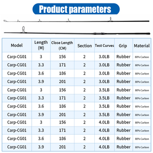<span class=keywords><strong>Canne</strong></span> à carpe en fibre de carbone 3,6 m pour la pêche en étang européen, <span class=keywords><strong>canne</strong></span> à longue portée pour la pêche en étang européen - Product Image 2