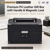 Boîte cadeau en cuir PU grain litchi, matériaux recyclés, gaufrage, fermeture magnétique, quincaillerie en alliage de zinc pour bijoux et soins de la peau pour hommes