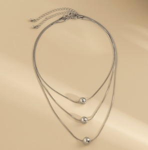 Superpuesta-collar de aleación de plata, accesorio geométrico esférico de metal de tres capas, se puede separar, venta al por mayor - Product Image 4