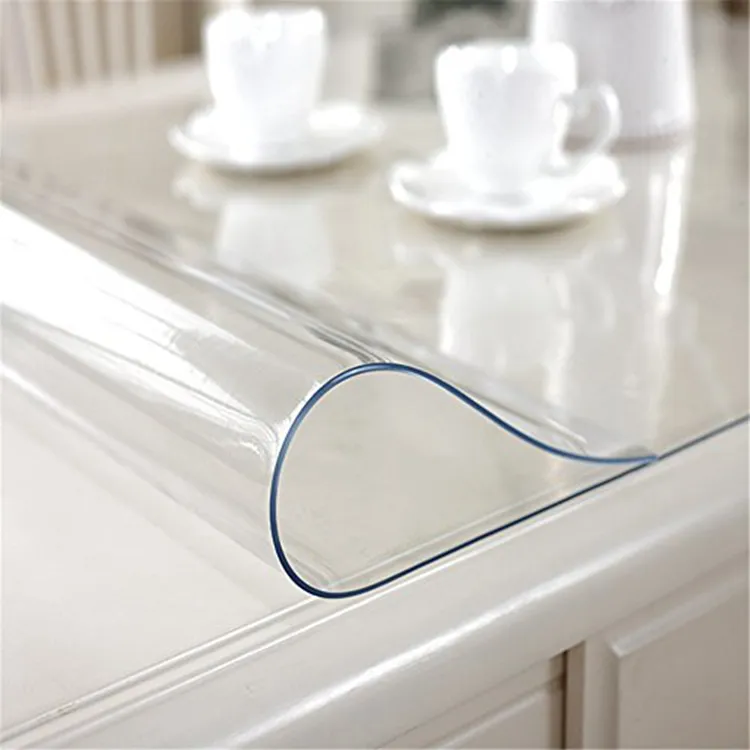 Desain baru PVC transparan lembar plastik taplak meja gulung lembut pvc film taplak meja untuk pelindung meja
