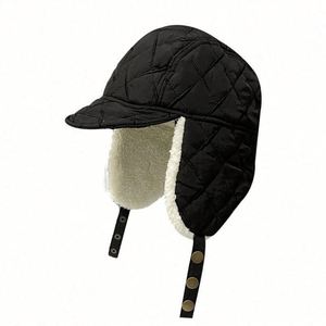 Fashion White Bomber <b>Hat</b> Women Winter Warm Cotton Cap Ear protection Flight Cap Winter <b>Hats</b> With Ear Protection - Product Image 2