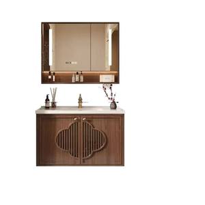 Conjunto de Mueble de Baño Wanjulai de Roble con Lavabo de Cerámica y Cajones, Color Nogal, Estilo Antiguo, Forma Rectangular - Product Image 3