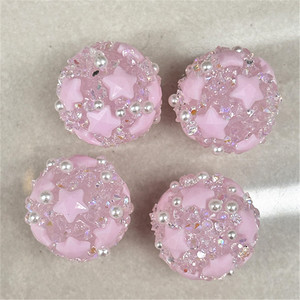 Soji Bán Buôn Thiết Kế Mới 20Mm Sao Hoa Lấp Lánh Rhinestone Acrylic Vòng Loose Fancy Hạt Bút Làm - Product Image 4