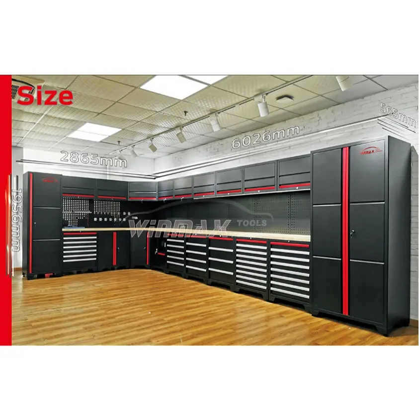 Winmax 35 Pieces Deluxe-Garage Cabine Kit Workshop Workbench Storage System, garage cabinets storage