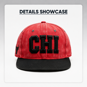 Gorra Snapback Personalizada CHI con Bordado 3D, Roja y Negra, <span class=keywords><strong>de</strong></span> Dos Tonos, con Visera Plana, Logotipo Lateral <span class=keywords><strong>de</strong></span> Toro, Estilo Hip Hop <span class=keywords><strong>de</strong></span> <span class=keywords><strong>Chicago</strong></span> - Product Image 2