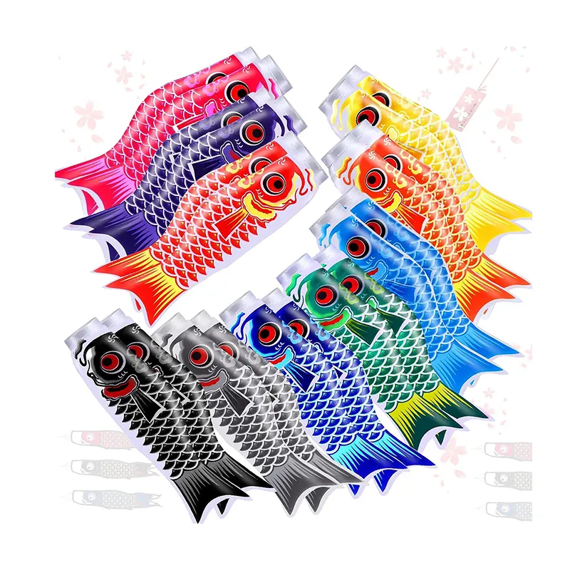 昇華カラフルな日本の鯉吹流しストリーマーこいのぼり吊り装飾魚の旗