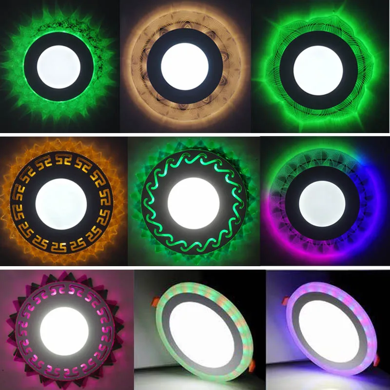 Round Square Muti Two color led panel 18w 6w 24w 9w 3+3w 6+3w 12+4w red green blue RGB frameless double color led panel light