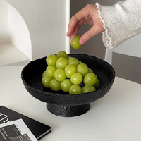 Assiette de fruits noirs mats de luxe Assiette de fruits secs pour salon Snack Plateau de service avec base