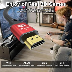 Câble HDMI FJGEAR version 2.1, prend en charge 4K 144Hz 120Hz, taux de rafraîchissement élevé pour PC, moniteur de jeu, rouge, câble HDMI de haute qualité - Product Image 5