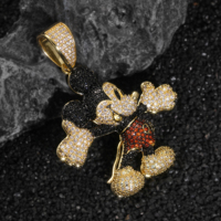 Pendentif Souris Mignonne en Laiton Plaqué Or 14 carats avec Zircon, Bijou Hip Hop Iced Out pour Hommes – Vente Flash