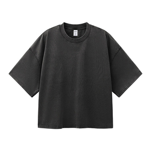 T-shirt en coton lavé Boxy 2025SS 270GSM, Streetwear euro-américain vintage à manches courtes - Product Image 1