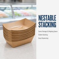 Barquettes pour cantine scolaire, barquettes en papier kraft en forme de bateau pour le déjeuner des enfants, format portions, jetables, faciles à nettoyer après chaque repas