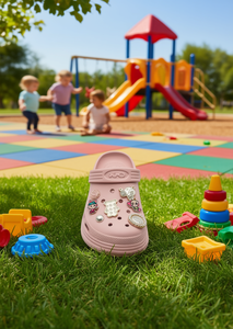 Sandali Zoccoli per Bambini con Spille Animate, Misura 23, Rosa, Punta Rotonda, Slip-On, Suola in EVA, Scarpe Casual - Product Image 2