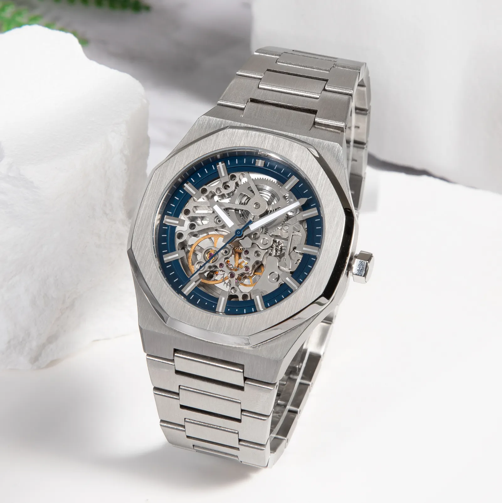 مخصص الفاخرة الساعات الميكانيكية للرجال العلامة التجارية الخاصة بك شعار ساعة اليد