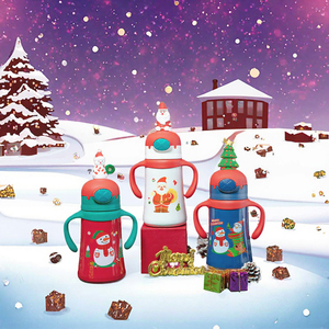 Christmas 316 Stainless Steel Cute Cartoon Children's Thermos <b>with</b> Spring <b>Lid</b> <b>Straw</b>-Eco-Friendly Portable Water <b>Cup</b> for Presents - Product Image 3