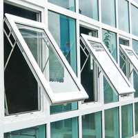 Fenêtre à battants en aluminium moderne sur mesure, à ouverture verticale, pour salle de bain