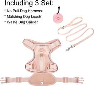 OEM Custom Solid Luxury Breathable <b>Dog</b> Harness Set Ribbons Nylon Leash Collar Padded Eco-Friendly Pet Harness Walking Training - Product Image 6