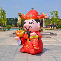 Mascotte gonflable géante rouge Cai Shen en tissu Oxford, Dieu de la Fortune tenant un lingot et un parchemin, pour le Festival du Printemps et les centres commerciaux
