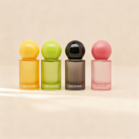 Botol parfum kosong ujung bulat hitam merah muda Matte kustom OEM 30ml Label pribadi wanita 15ml botol kaca parfum Mini dengan kotak