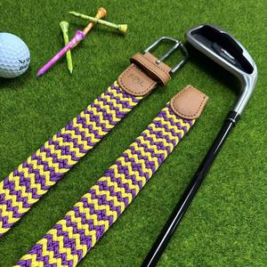 Ceintures <span class=keywords><strong>élastique</strong></span>s personnalisées avec logo, <span class=keywords><strong>boucle</strong></span> en alliage, ceintures de golf en toile tricotée multicolores, ceintures tissées extensibles pour hommes - Product Image 5