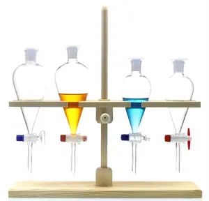 Embudo de separación de vidrio molido 29/32 con tapón de PP y enchufe SJ 250ml-2000ml botella dispensadora embudo de separación en forma de pera