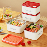 Boîte à lunch micro-ondable avec intérieur en acier inoxydable et extérieur en PP, couvercle anti-fuite, récipient alimentaire réutilisable pour le bureau, l'école, la maison