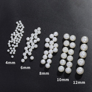 Perles en vrac imitation ABS rouge vif, blanc cassé perforées, 4mm, 6mm, 8mm, pour bijoux de mariage et DIY - Product Image 2