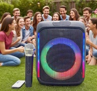 Haut-parleurs Subwoofer Stéréo Karaoké DJ Portable d'Extérieur avec Micro Sans Fil 6,5 Pouces, LED RGB, Basses Puissantes, Bluetooth 5.0, 20W, 3600mAh, 2 Unités