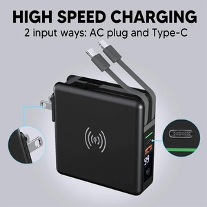 Sạc dự phòng không dây 5 trong 1 siêu tốc 10000mAh, bộ chuyển đổi du lịch toàn cầu với hỗ trợ PD, dành cho điện thoại di động & máy tính xách tay - Product Image 3