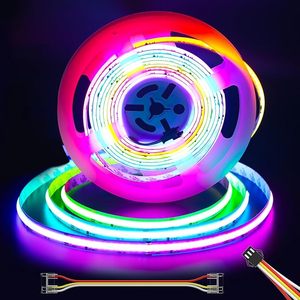 Tira de Luces LED RGB Inteligente <span class=keywords><strong>con</strong></span> Chip COB, 18 pies, Direccionable, <span class=keywords><strong>con</strong></span> Efecto de Persecución de Color, 12V, Multicolor, Flexible, para Fiestas - Product Image 1