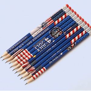 Crayons et gommes en bois écologiques personnalisés en gros, thème Fête de l'Indépendance américaine, prise en main facile pour les étudiants - Product Image 1