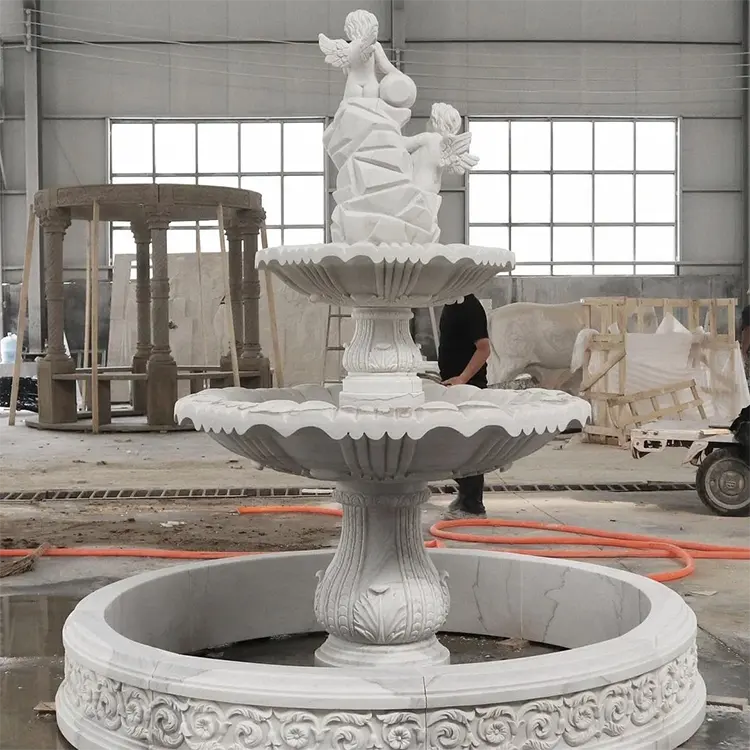 MUSI grande giardino esterno decorazione intaglio a mano fontana di marmo pietra naturale fontana di acqua