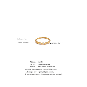 JINYOU 2896 Arrivals Stainless Steel Zirconia Wave Shape <strong>Thin</strong> Finger <strong>Ring</strong> 18K PVD Plated Minimalist Chic Jewelry Rust Proof Gift - Product Image 6