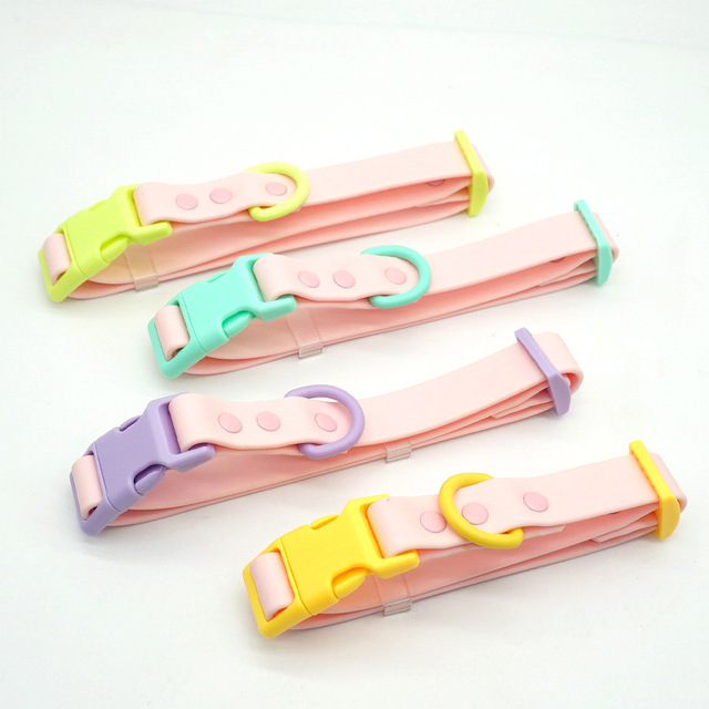 New Products PVC Macaron Color Waterproof Easy Clean Color Matching Adjustable Buckle Closure Neck Ring for Dogs Dog Collar
